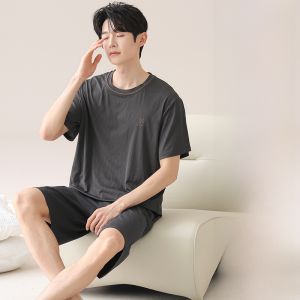 MiiOW | Bộ đồ ngủ mùa hè Ice Silk thoáng khí rộng rãi cho nam Quần short tay ngắn thoải mái mặc ở nhà Mẫu mới 2025 của thương hiệu MiiOW Cat Man