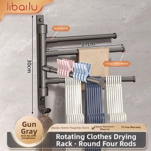 Balcony Wall Mounted Drill-Free Drying Rack Foldable Towel Hanger