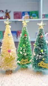 Cây Thông Noel Mini Phủ Tuyết Kèm Chữ Merry Christmas Phù Hợp Trang Trí Quà Tặng