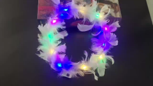 LED Feather Crown Glowing Angel Halo Headband Party Light Accessory