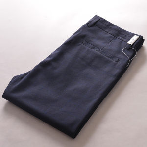 Genuine Goods Stripes Slim Looking Suit Pants Blue Straight Slim Fit Trousers Youth Handsome Men Casual Pants Pure Black Suit Pants