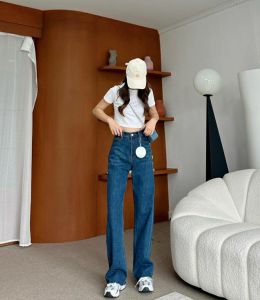 🇰🇷🙂กางเกงยีนส์ทรงกระบอกใหญ่ สไตล์วินเทจ เอวสูง เนื้อผ้ายีนส์อย่างดี งานป้ายChuu🙂