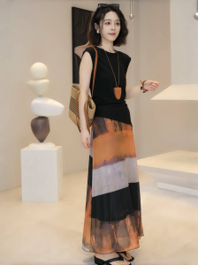 Bộ Váy Hai Mảnh Thời Trang Mùa Xuân Hè Cho Nữ Áo Thun Có Dây Rút Váy Lưới Áo Sơ Mi Có Nút Váy Dài Đến Giữa Bắp Chân Váy Ngắn