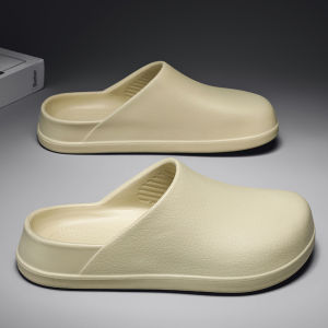 Closed-Toe Slippers Male Summer Non-Slip Waterproof Black Half Slipper Chef Shoes Working Outwear Driving Black Mens Shoes