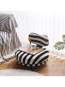 Trendy Home-use Rotatable Fluffy Sheepskin Backrest Stool Suitable for Adults and Children