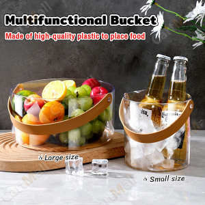 Multifunctional Plastic Fruit Basket or Ice Bucket Transparent Storage Bucket