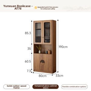 HESHIBOYA | Solid Wood Integrated New Chinese Style Glass Door Storage Unit