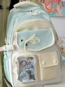 OUDENGPAI | Green Color High Capacity Backpack For Junior High School Girls Durable Double Shoulder Strap School Bag With Zipper Closure