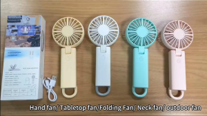 Portable USB Fan Mini Handheld 3000mAh Rechargeable USB Cooling Summer Fan 4 Speeds for Office Desktop Outdoor Hook Foldable