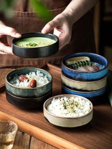 Elegant Japanese Style Ceramic Steamed Rice Bowl Premium Quality Dining Utensils Set Shallow Bowl for Home Use And Hotels