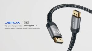 JSAUX DisplayPort to DisplayPort Cable 2m 1.2 DP Cable [4K120Hz 8K30Hz 2K165Hz] Gold-Plated Braided Ultra High Speed DisplayPort Cord for Valve Steam Deck Docking Station Laptop PC TV Gaming Monitor