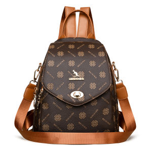 Wisen Kangaroo Genuine Leather Large Capacity Fashionable Womens Backpack Soft Leather Casual Shoulder Bag with Zipper