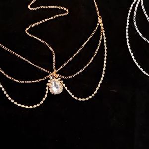Tassel Head Chain Pearl Tassel Hair Chain Pearl Pendant Headchain Headpieces Dangle Pearls Headdress Festival Hair Headband Crystal Forehead Eyebrow Pendant Headwear European American Bride Water Drop Hair Head Chain Bohemian National Head Accessories