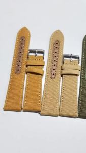 langley | 20mm 22mm Genuine Leather Nylon Sailcloth Watch Band Quick Release Strap Vintage Bracelet for Men Women Replacement Wristbands