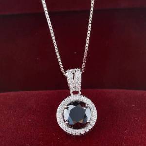 S925 Sterling Silver Moissanite Necklace 1 Carat Round Shape colorful lab-created diamond jewelry For Women