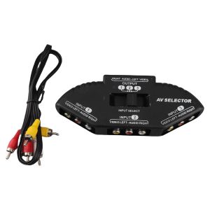 3 in 1 out Audio/Video Splitter with AV Cable Selector Suitable for DVD/VCD/VCR Three-Way Splitter Audio/Video Converter