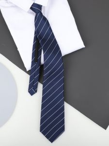 Easy Wear Zipper Tie Wedding Men Women Business Formal Plaid Stripe Pattern Fashionable Necktie Korean Style Slim Fit Groomsmen