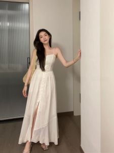 Large Size French Style Embroidered White Strapless Dress Slimming Long Gown Gentle Waist-Cinching Heavy Embroidery A-Line Skirt