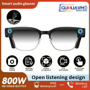 GUHUAVMI | Kính Thông Minh AI Dành Cho Nam Giới Hỗ Trợ Dịch Hơn 120 Ngôn Ngữ Camera 800W Pixel Nghe Nhạc Video Chức Năng Gọi Điện Thay Đổi Màu Sắc 8K Tương Thích Bluetooth