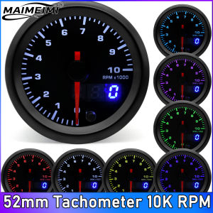 RYSJM | 2inch 52mm Car Tachometer 0-10000 RPM Gauge 7 Colors Pointer RPM Meter Dual Display With Stepper Motor customized