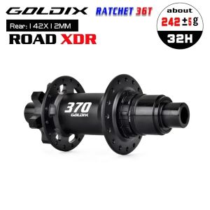 GOLDIX GDR370 ROAD Bicycle Hub 6-bolt Disc Brake Sealed Bearing J-Bend 28/32 Holes Ratchet 36T Hub for Shimano HG 11S SRAM XDR