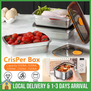 Stainless Steel Organizer Fresh-keeping Box With Lid Refrigerator Seal Food Container Bekas Simpan Makan Leakproof Bento Lunch Box