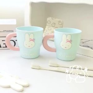 Miffy | Bộ Cốc Đánh Răng Miffy Màu Xanh Sữa - Phong Cách Thẩm Mỹ Instagram Cốc Súc Miệng Đôi Tối Giản Chăm Sóc Răng Miệng Cho Ký Túc Xá & Gia Đình