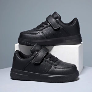 SOFEI Sepatu Sekolah Anak Sepatu Sneakers Hitam Sepatu Anak Renda Gratis PU Kulit Anti Selip