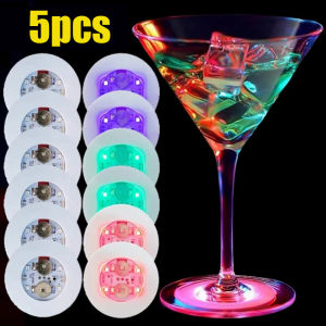 6cm LED Luminous Coaster Stickers Party Drink Glass Cup Pad Lamp Wine Bottles Round Coaster Mat Wedding Bars Decor Lights
