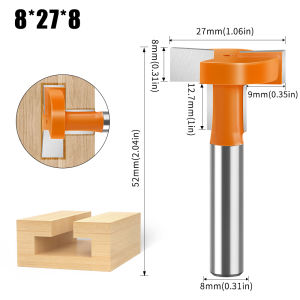 1pc 8mm Shank Straight Edge T-Router Bit Slotting Router Bit Hook Milling Router Bit Woodworking milling Cutter