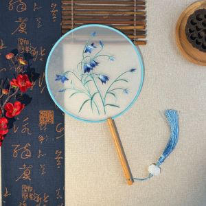 Change Jade Hare Mid-Autumn Festival Kids Double Sided Embroidery Archaistic Circular Fan Photo Cool Fan Chinese Su Embroidery Fan