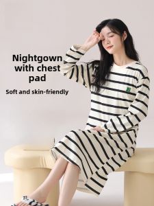 Miiow | Plus Size Womens Sleepwear Long Sleeve Spring Autumn Style Home Clothes Outerwear Comfortable Polyester Fiber Striped Pattern