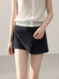 Cantonstory | Flare Anti-see-through High-waisted A-Line Skirt Navy