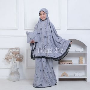 RIZQIANA STORE - Mukena Anak Tanggung Usia 11-16 Tahun Bordir Ameena - Mukena Anak Remaja Katun Premium Free Tas