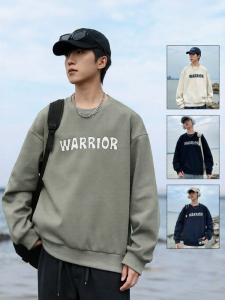 Warrior | Round Neck Letter Print Sweater Hoodie for Layering