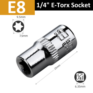 1/4 Ratchet Socket Set Torque Wrench Torx Star Female Socket Adapter E Socket Driver Joint Hand Tools E4 E5 E6 E7 E8 E10