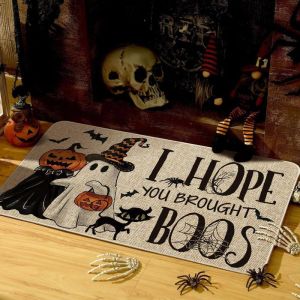 Thảm Chùi Chân VIKAMA Halloween Slogan Chống Trượt Có Thể Giặt Được Phong Cách Hiện Đại Chất Liệu Polyester Dùng Cho Lối Vào Nhà Trang Trí Mùa Thu.
