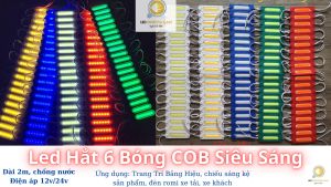 Led Hắt 6 Bóng COB Siêu Sáng Chống Nước (Vỉ 20 thanh) 12v/24v