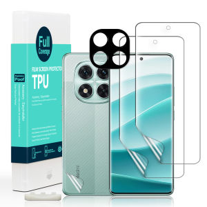 Ibywind For Xiaomi Redmi Note 14 Pro 5G Screen Protectorwith 2Pcs Flexible TPU Film1Pc Camera Lens Protector1Pc Backing Carbon Fiber Film [Fingerprint ReaderEasy to install]