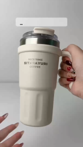 SITARAYURI แก้วน้ำเก็บอุณหภูมิ เปิดดื่ม 2 ทาง พร้อมหูจับด้านข้าง ขนาด 600ml 7 สี สแตนเลส 304