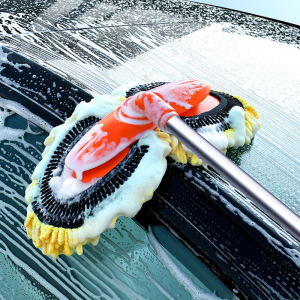 SEAMETAL Car Cleaning Brush Dual-Head Car Wash Mop with Extendable Aluminum Handle Cleaning Brush Soft Brush Durable