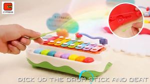 HTH Mainan Montessori Edukasi Musik Anak Kolintang Bayi 2 IN 1 | Sensory Baby Xylophone BU02