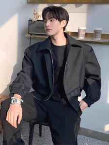 American Style Shoulder Pad Jacket Mens High-End Casual Administrative Workwear Short Collar Pilot Motorcycle Clothes