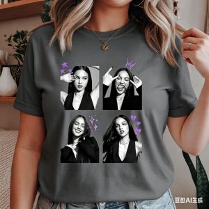 Sanrio | Olivia Concert Tour Graphic T-shirt Men and Women Summer Cotton Y2K Clothing Hip Hop Fashion Round Neck Short Sleeved Top