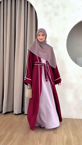YHF - Aliyah Dress Abaya S M L XL XXL - Gamis Wanita Muslimah Aksen Lisban