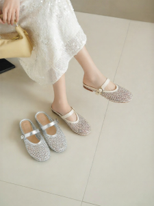 Josiny | Summer Closed Toe Mules Lace-up Mesh Slippers