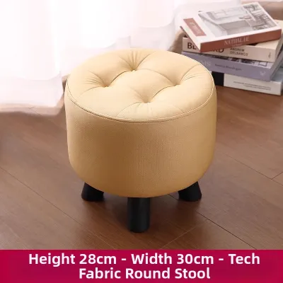round Stool Home Entrance Makeup Dressing Room 40cm High Slip-Off Shoe Stool Circular Modern Simple Mobile Wooden Frame Stool