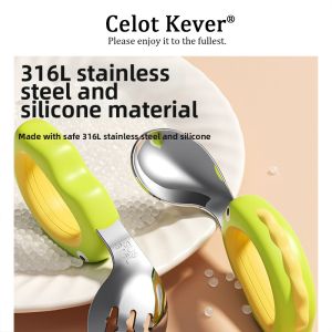Baby Self-Feeding Training Fork and Spoon Set