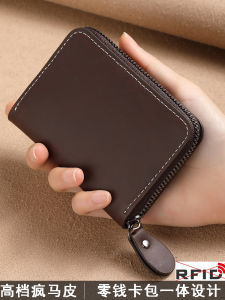 Large Capacity Crazy Horse Leather Coin Purse Multi-Card Slot Mens Wallet Womens Stylish Card Holder Bank Note Organizer
