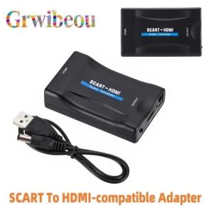 Bộ Chuyển Đổi Video Âm Thanh SCART 1080P Sang HDMI Cho TV HD DVD Đầu Thu Kỹ Thuật Số - Cắm Là Chạy Với Cáp DC